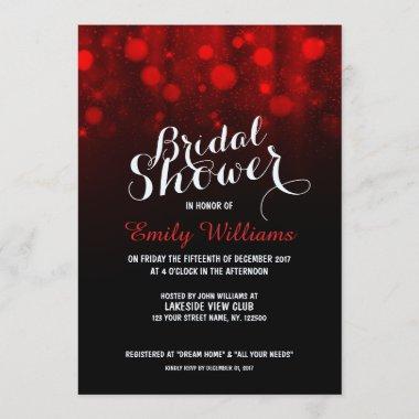 Elegant red string lights bokeh bridal shower Invitations