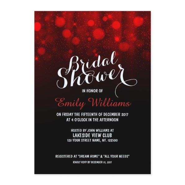 Elegant red string lights bokeh bridal shower Invitations