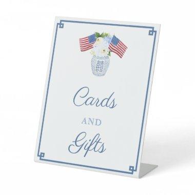 Elegant Red White And Blue Invitations And Gifts Pedestal Sign