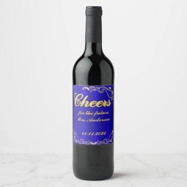 Elegant Regal Golden Typography Bridal Shower Wine Label