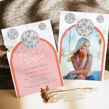 Elegant Retro Disco Groove Bridal Shower pink Invitations
