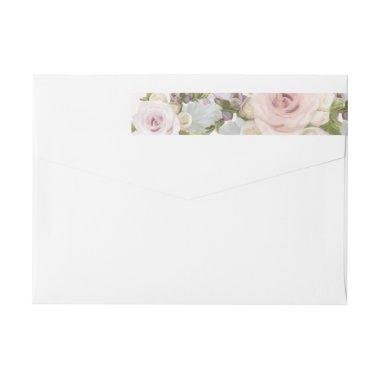 Elegant Return Address Wedding Lavish Roses Floral Wrap Around Label