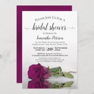 Elegant Romantic Cassis Purple Rose Bridal Shower Invitations