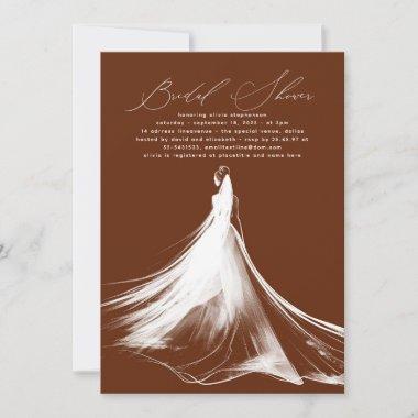 Elegant Romantic Chic Terracotta Bridal Shower Invitations