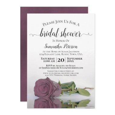 Elegant Romantic Dusty Pink Rose Bridal Shower Invitations