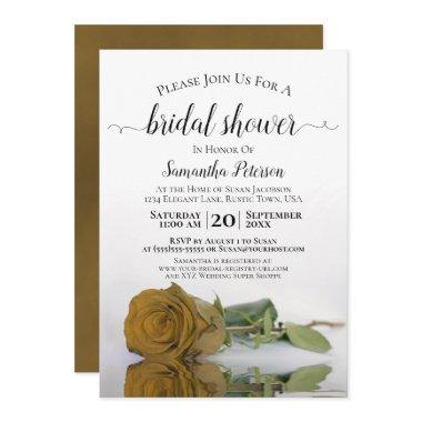 Elegant Romantic Golden Rose Bridal Shower Invitations