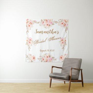 Elegant Romantic Pink Gold Floral Bridal Shower Tapestry
