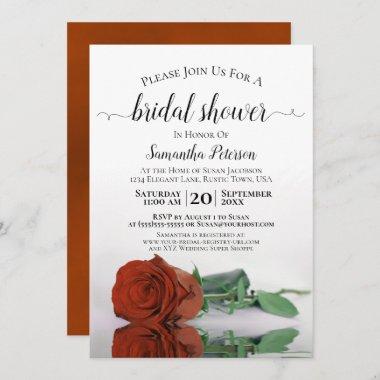 Elegant Romantic Rust Orange Rose Bridal Shower Invitations