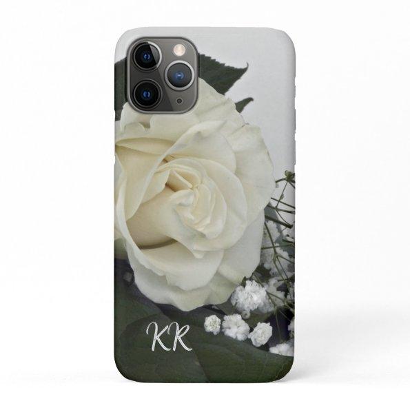 Elegant & Romantic White Rose Personalized iPhone 11 Pro Case