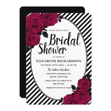 Elegant Rose Black Stripes Gothic