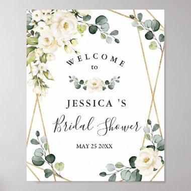 Elegant Rose Eucalyptus Bridal Shower Welcome Sign