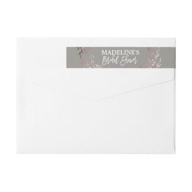 Elegant Rose Gold and Gray Bridal Shower Wrap Around Label