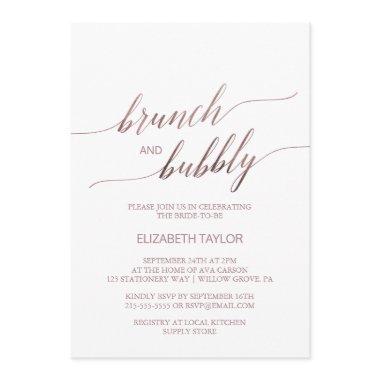 Elegant Rose Gold Calligraphy Brunch & Bubbly