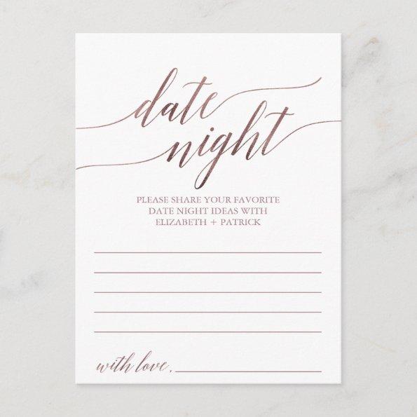 Elegant Rose Gold Calligraphy Date Night Idea Invitations