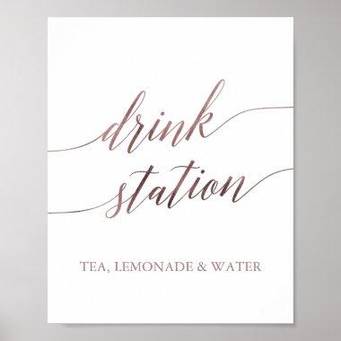 Elegant Rose Gold Calligraphy Drink Station Poster