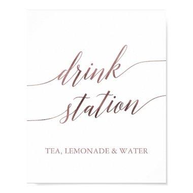 Elegant Rose Gold Calligraphy Drink Station Poster