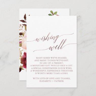 Elegant Rose Gold Calligraphy Floral Wishing Well Enclosure Invitations