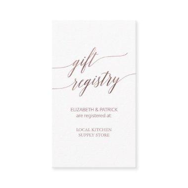 Elegant Rose Gold Calligraphy Gift Registry Enclosure
