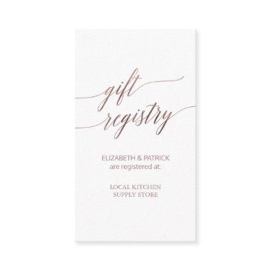 Elegant Rose Gold Calligraphy Gift Registry Enclosure Invitations