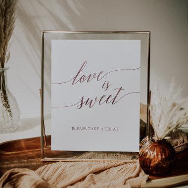 Elegant Rose Gold Calligraphy Love is Sweet Sign