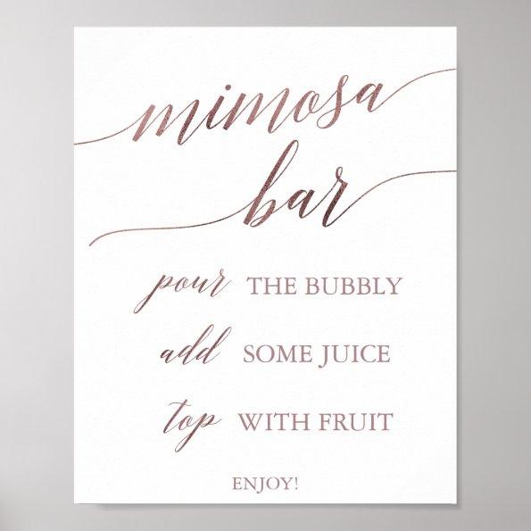 Elegant Rose Gold Calligraphy Mimosa Bar Sign
