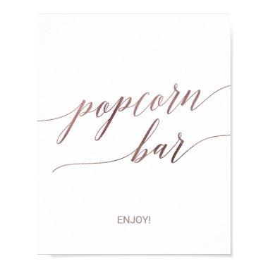 Elegant Rose Gold Calligraphy Popcorn Bar Sign