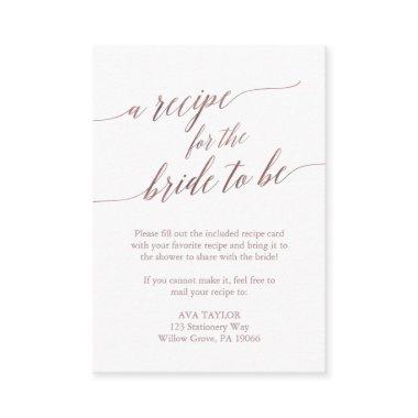 Elegant Rose Gold Calligraphy Recipe Invitations Insert