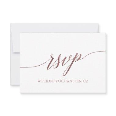 Elegant Rose Gold Calligraphy Simple RSVP Card