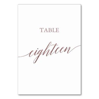 Elegant Rose Gold Calligraphy Table Eighteen Table Number
