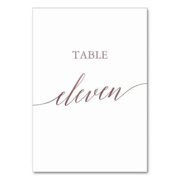 Elegant Rose Gold Calligraphy Table Eleven Table Number