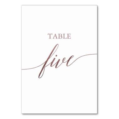 Elegant Rose Gold Calligraphy Table Five Table Number