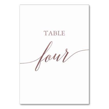 Elegant Rose Gold Calligraphy Table Four Table Number
