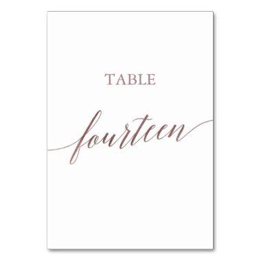 Elegant Rose Gold Calligraphy Table Fourteen Table Number
