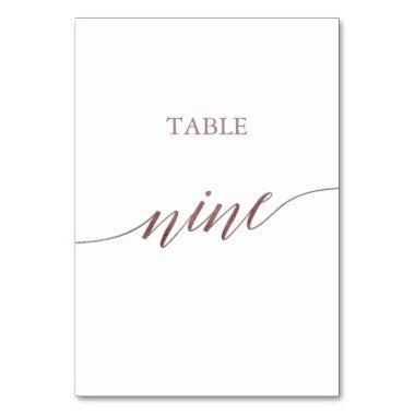 Elegant Rose Gold Calligraphy Table Nine Table Number