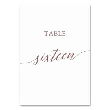 Elegant Rose Gold Calligraphy Table Number Sixteen