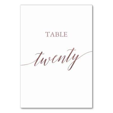 Elegant Rose Gold Calligraphy Table Number Twenty