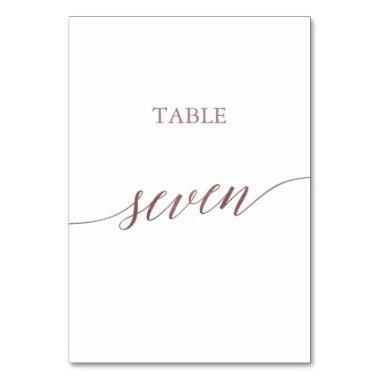 Elegant Rose Gold Calligraphy Table Seven Table Number