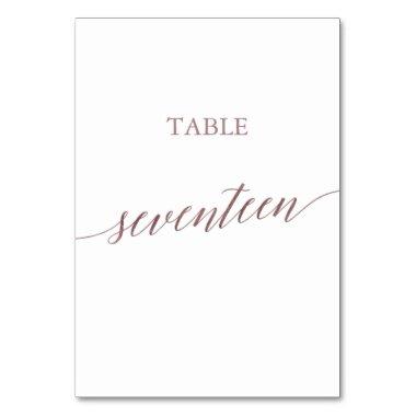 Elegant Rose Gold Calligraphy Table Seventeen Table Number