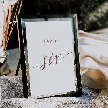 Elegant Rose Gold Calligraphy Table Six Table Number