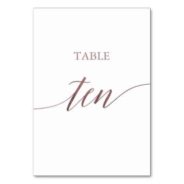 Elegant Rose Gold Calligraphy Table Ten Table Number
