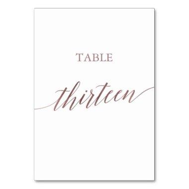 Elegant Rose Gold Calligraphy Table Thirteen Table Number