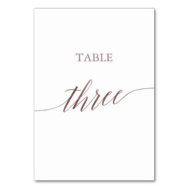 Elegant Rose Gold Calligraphy Table Three Table Number