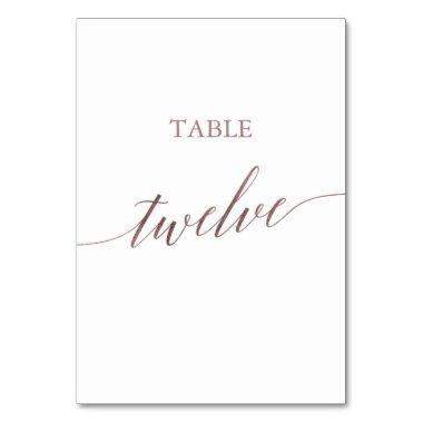 Elegant Rose Gold Calligraphy Table Twelve Table Number