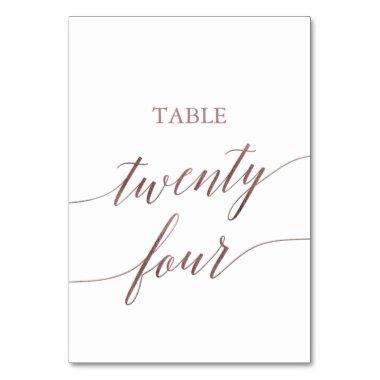 Elegant Rose Gold Calligraphy Table Twenty Four Table Number