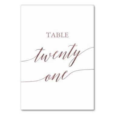 Elegant Rose Gold Calligraphy Table Twenty One Table Number