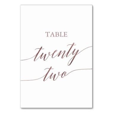 Elegant Rose Gold Calligraphy Table Twenty Two Table Number