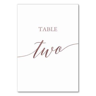 Elegant Rose Gold Calligraphy Table Two Table Number