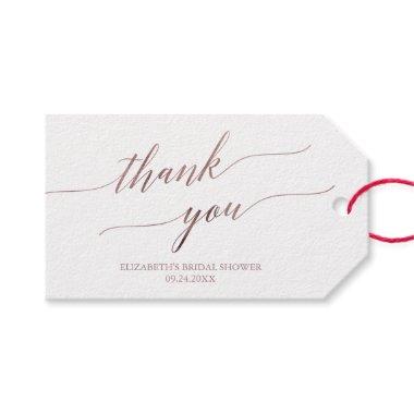 Elegant Rose Gold Calligraphy Thank You Favor Gift Tags