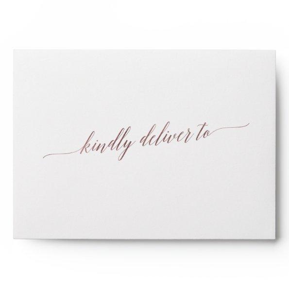 Elegant Rose Gold Calligraphy Wedding  Envelope