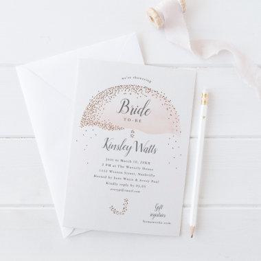 Elegant Rose Gold Confetti Pink Bridal Shower Invitations